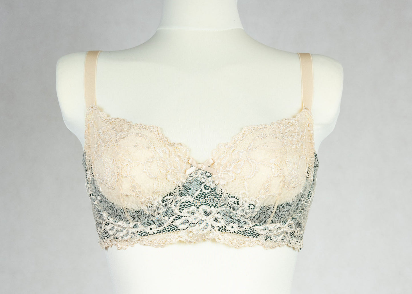green and beige soft lace Judith bra
