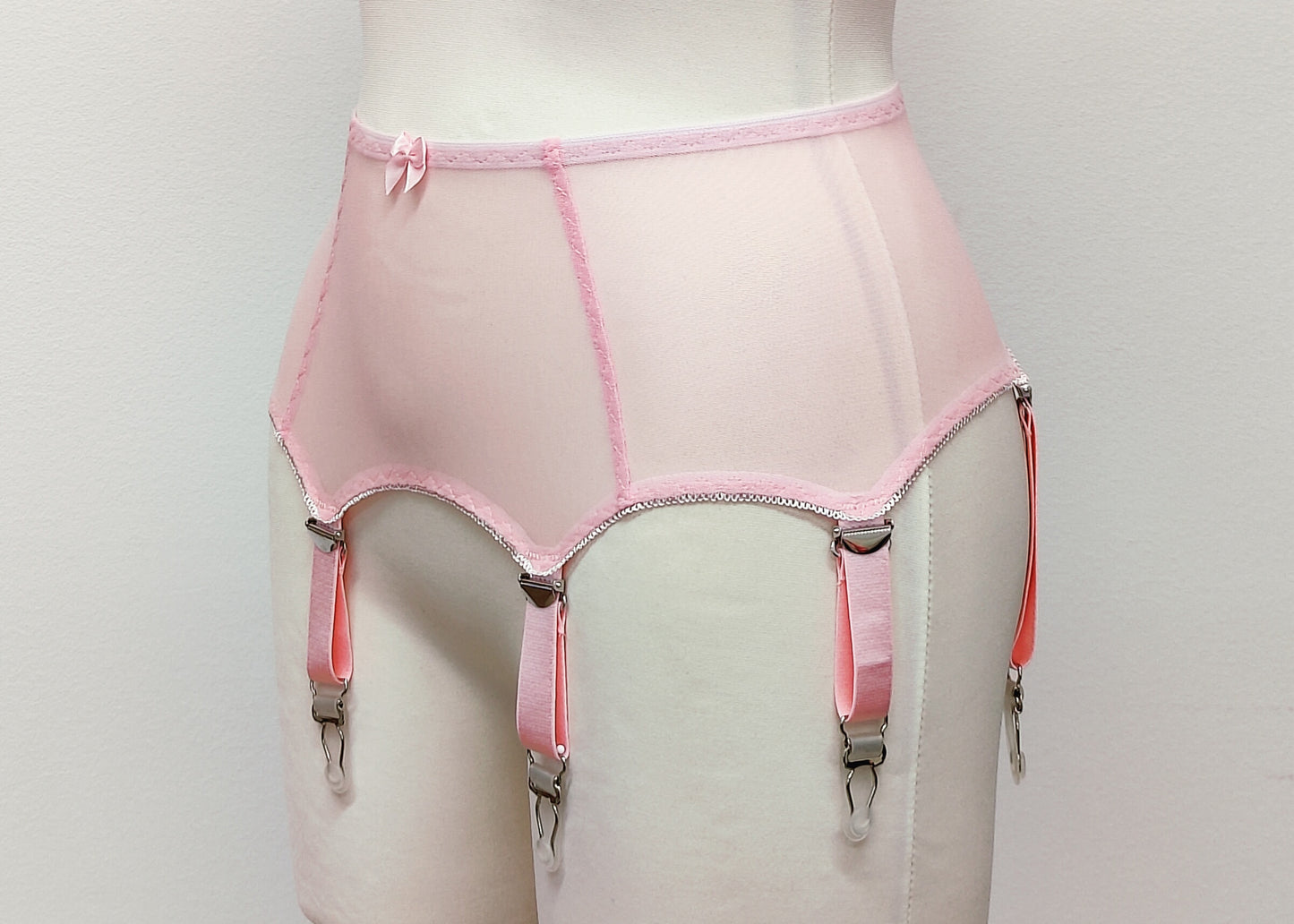 Black, Beige, Pink or White Sheer LULA Garter belt, Transparent Suspender Belt