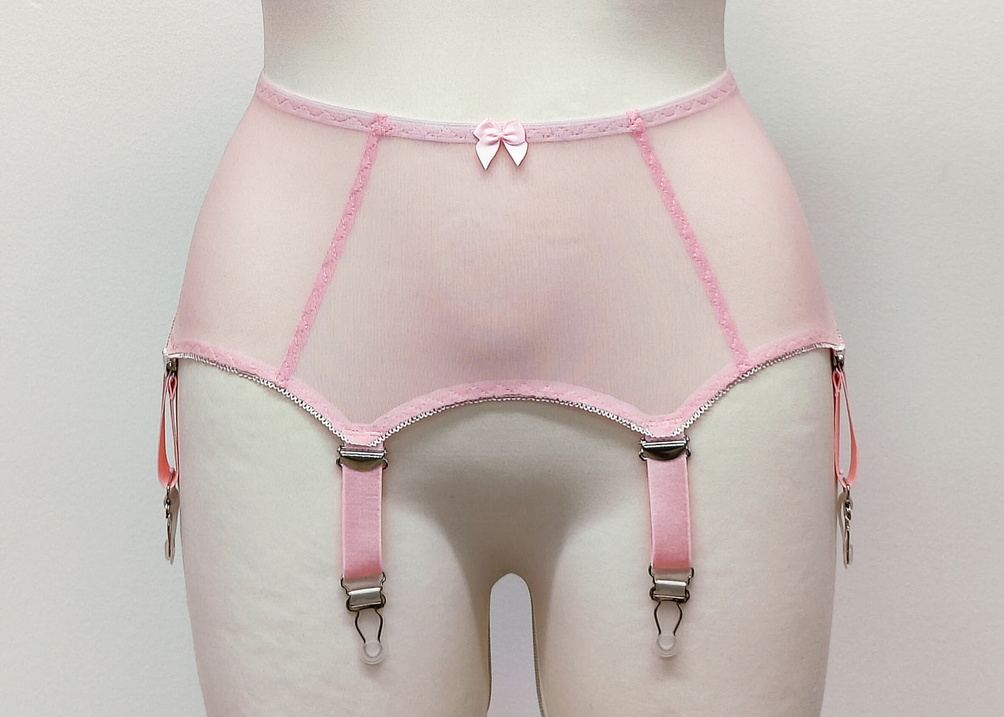 Black, Beige, Pink or White Sheer LULA Garter belt, Transparent Suspender Belt