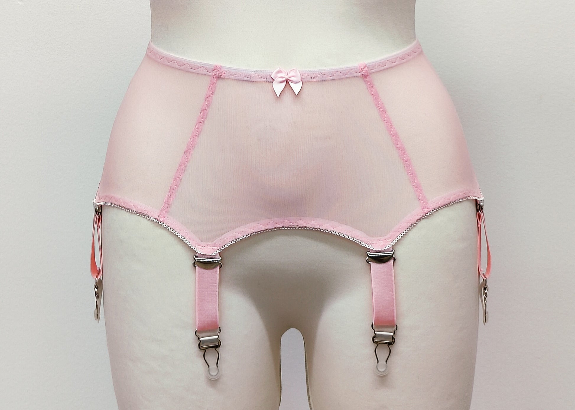 pink sheer 4 strap Lula garter belt