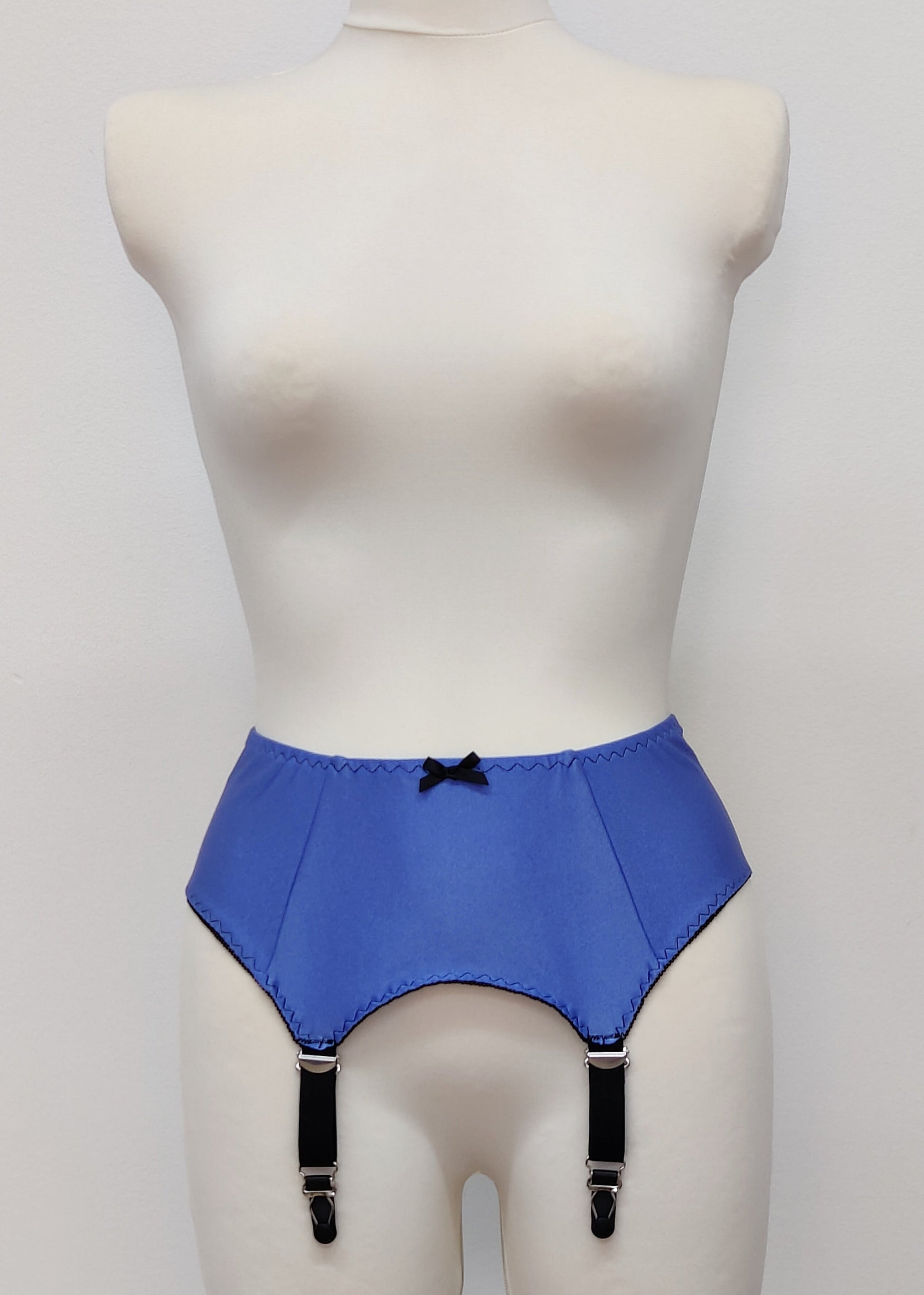 lavender blue classic retro style Greta garter belt with 4 adjustable black straps