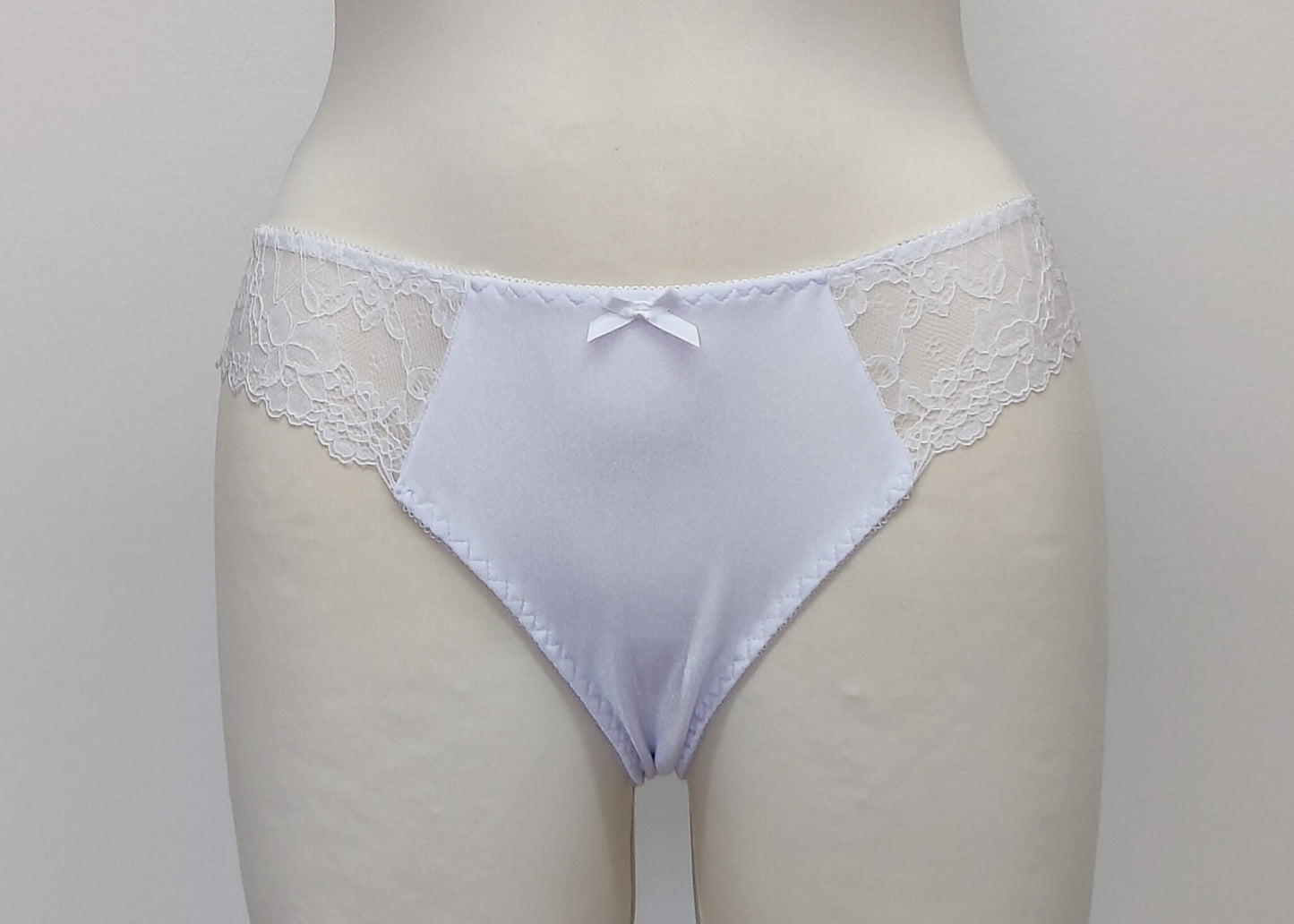 white bikini style Zigi panties with side and back lace panels