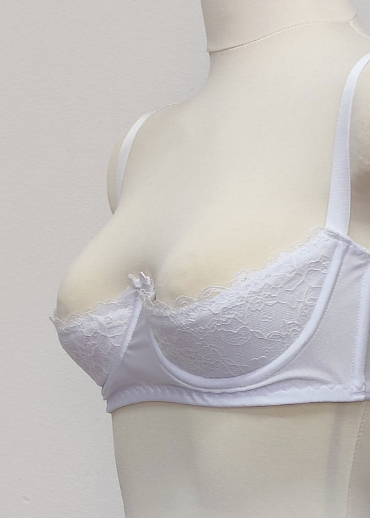 white lace quarter cup Lucy bra