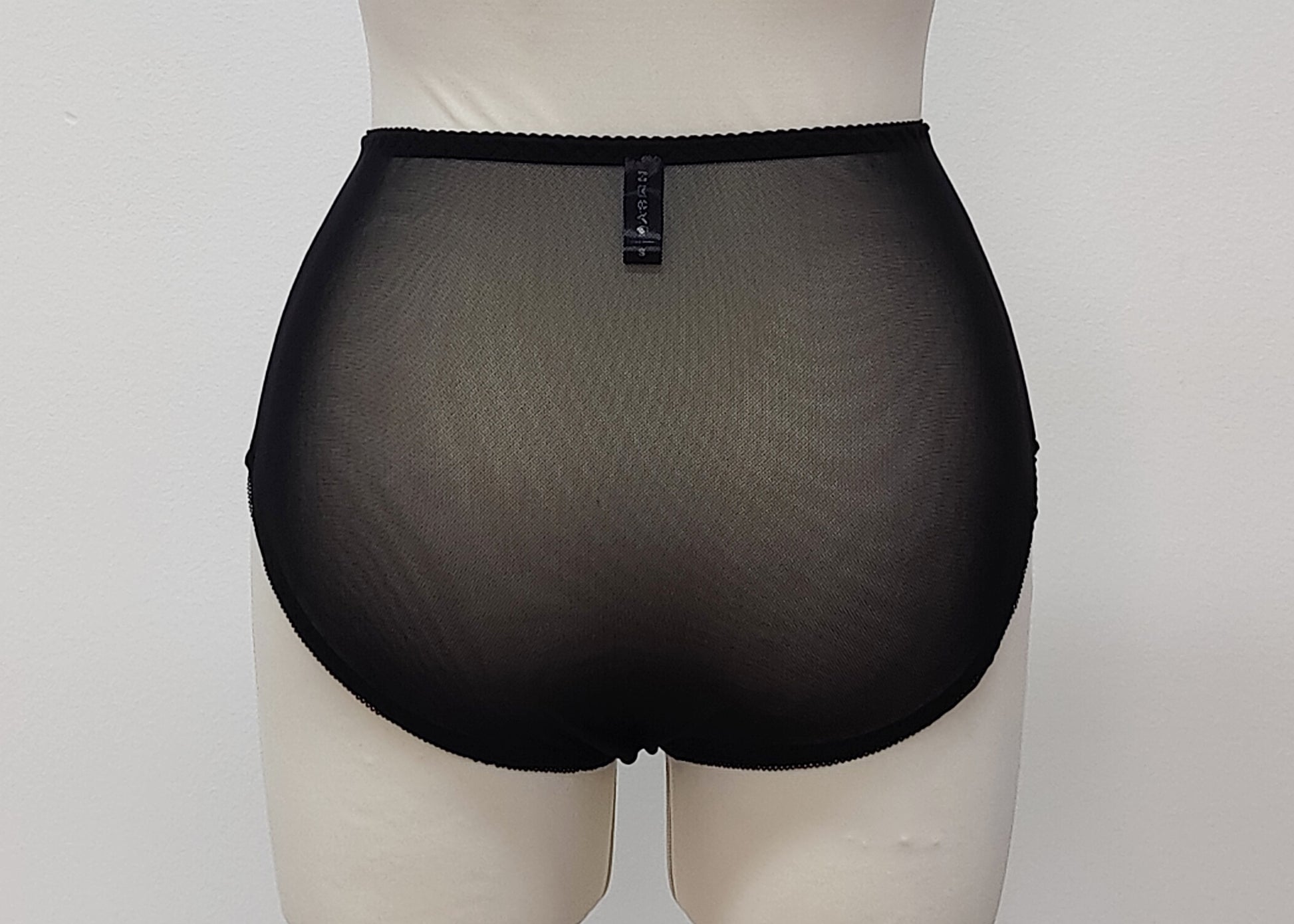 black sheer high waist Irma panties, back view