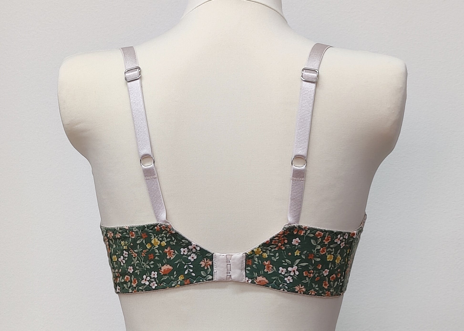 green floral cotton bralette