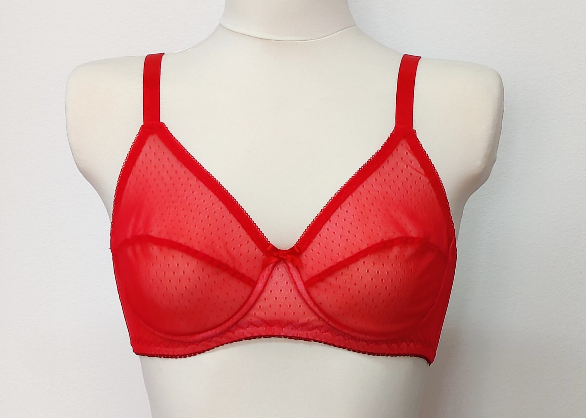 red Sheer full cup Lily bra, Underwired, mesh Bra
