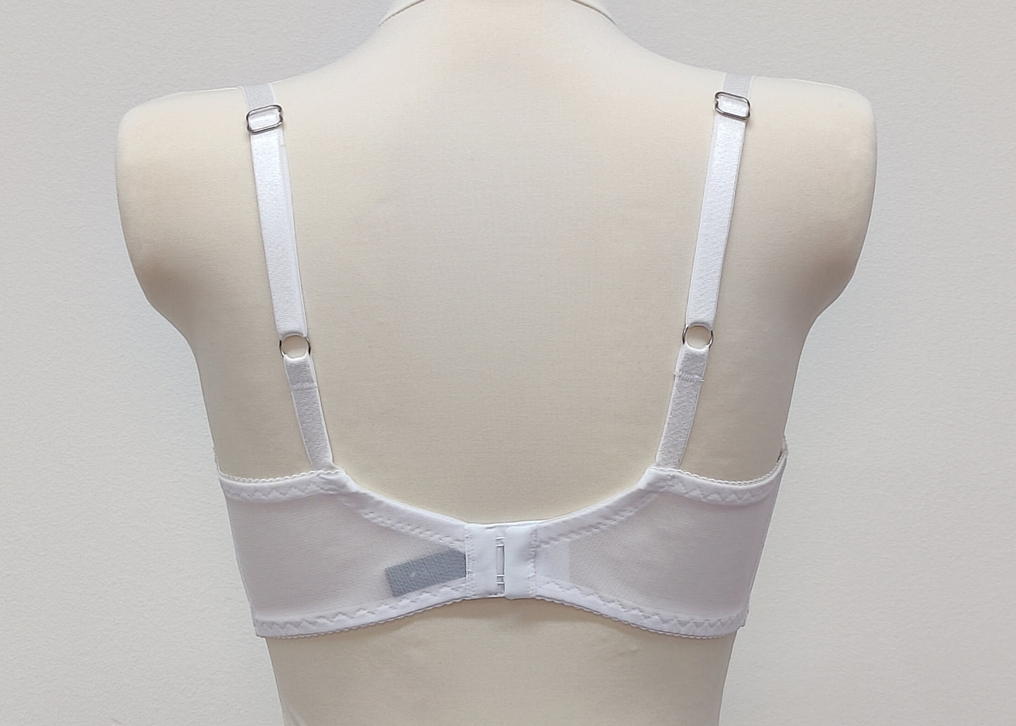 white Sheer full cup Lily bra, Underwired, mesh Bra, back view