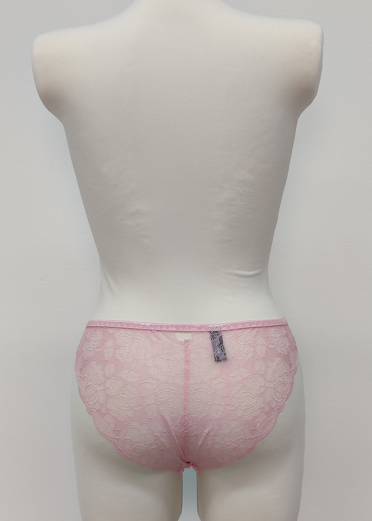 pink bikini style Zigi tanga panties with side and back lace panels