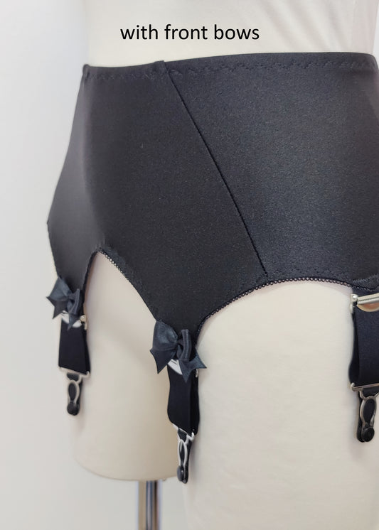 wide black retro style suspender belt with 6 extra wide straps, size XS
