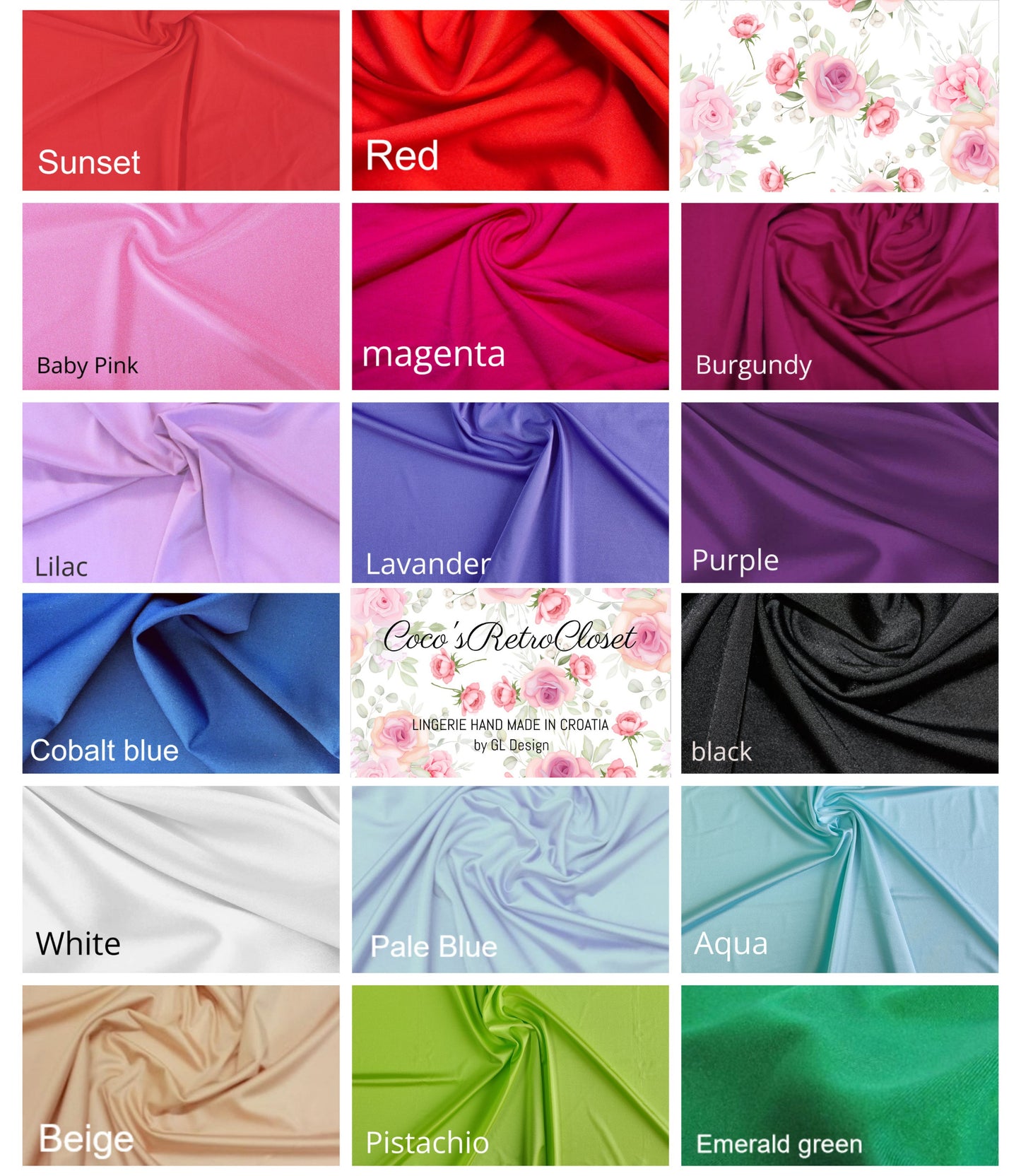 available Lycra colors