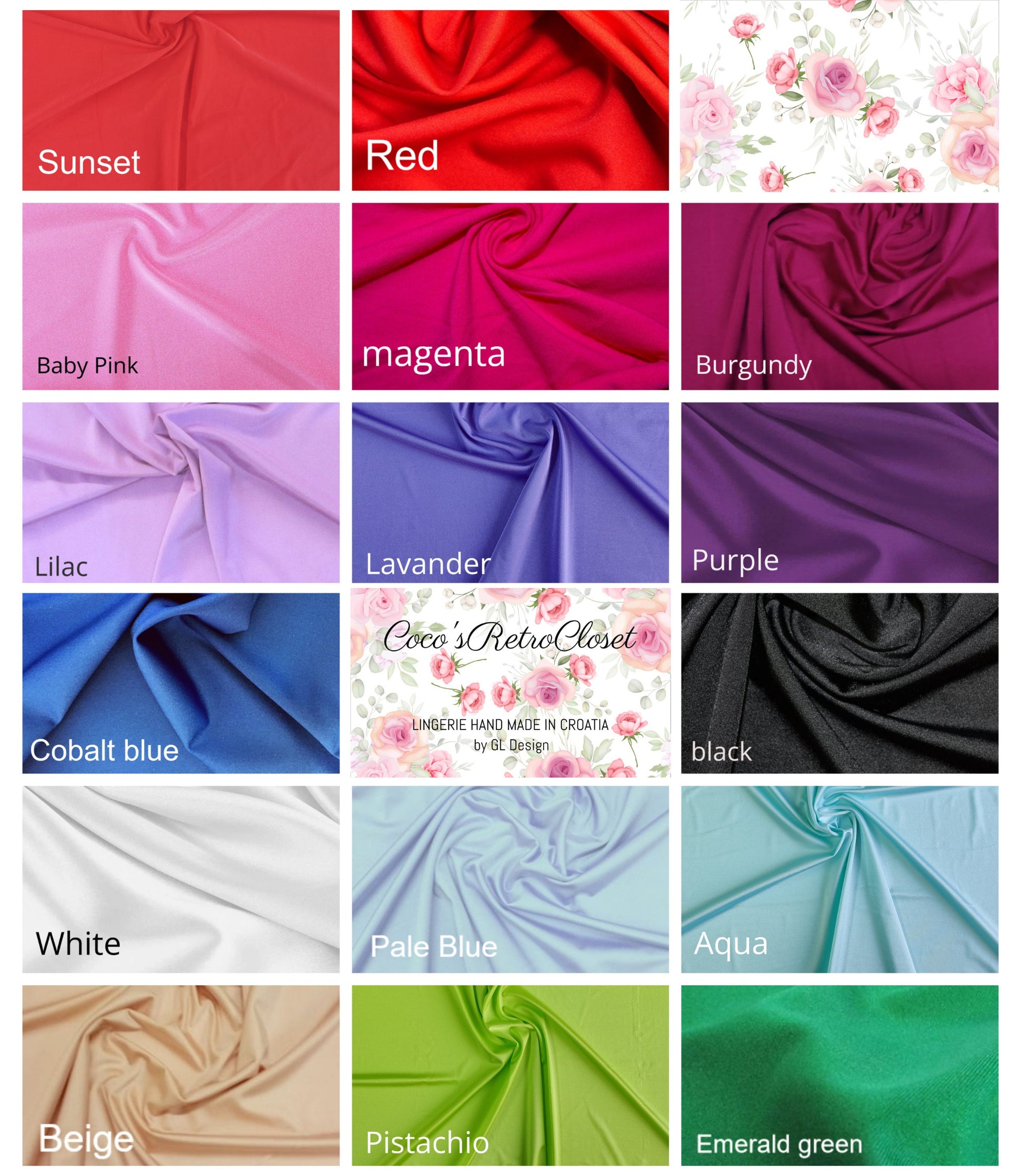 available Lycra colors