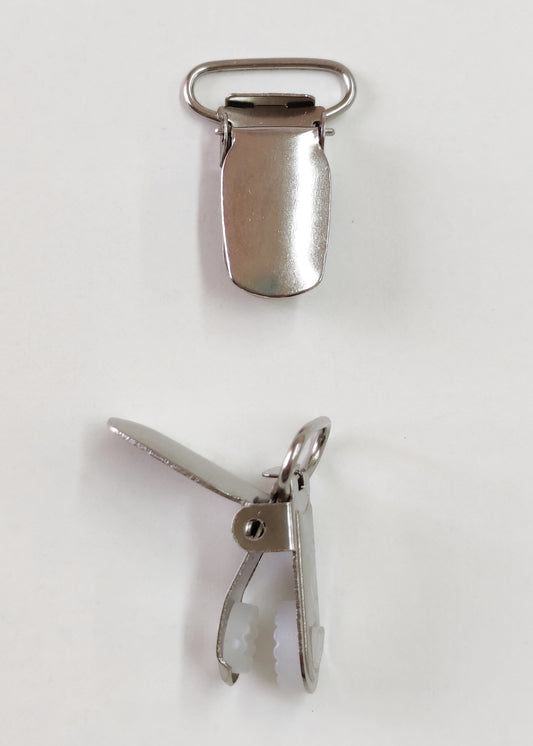 metal garter grips or pacifier clips or alligator clips