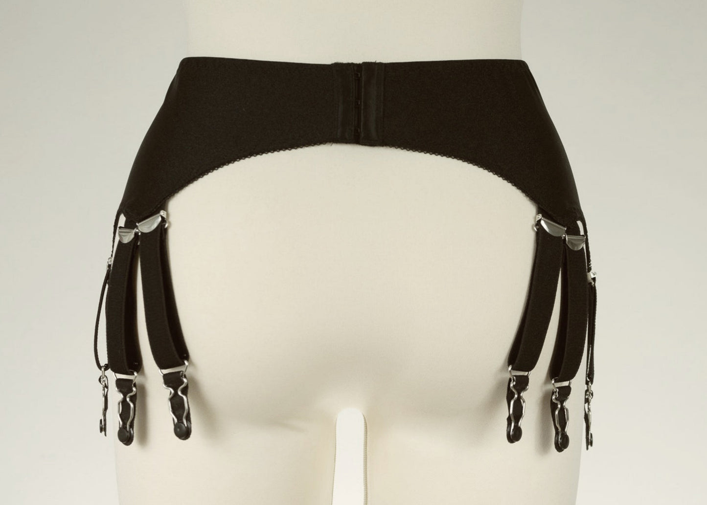 black 12 strap garter belt, back view