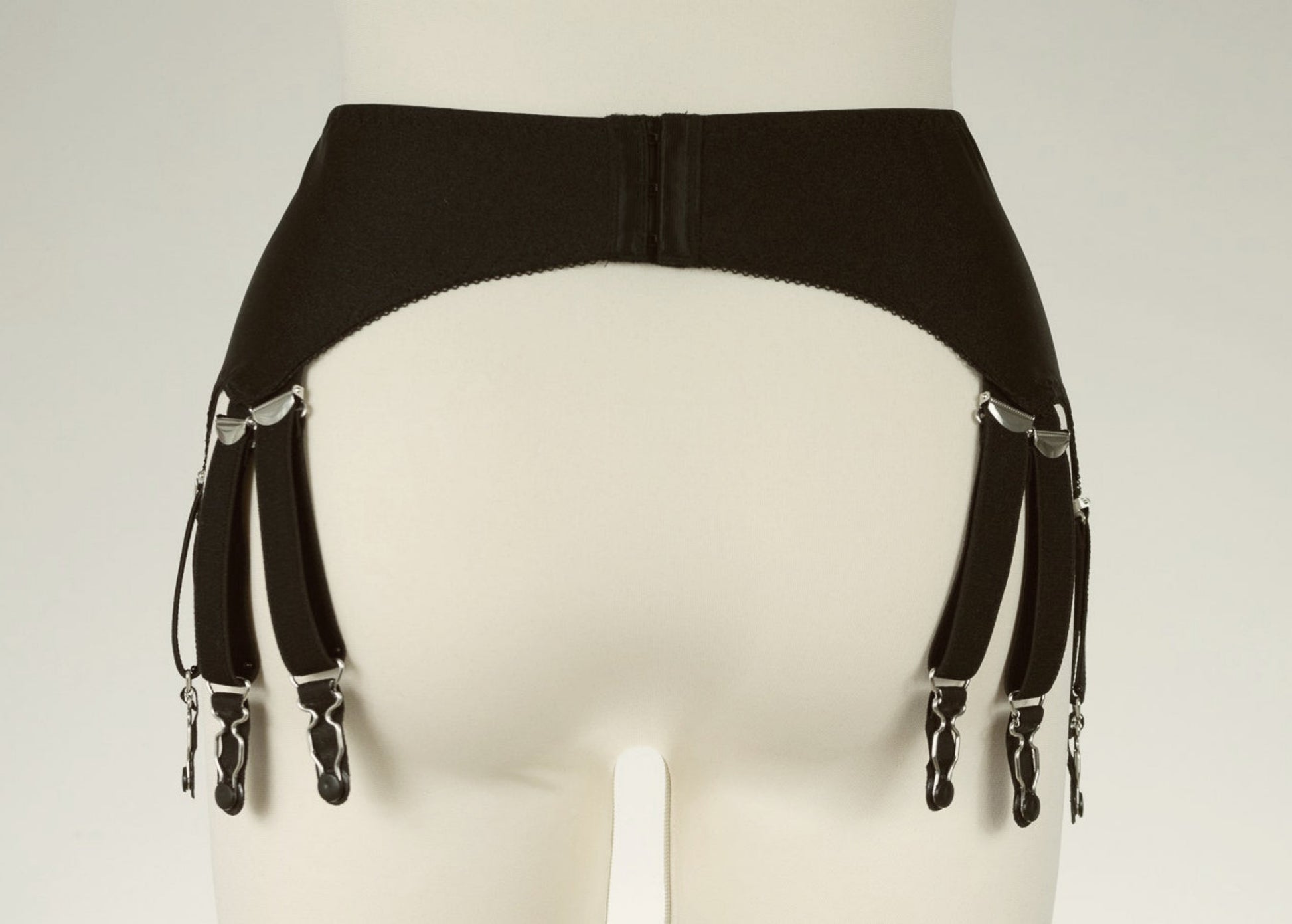 black 12 strap garter belt, back view