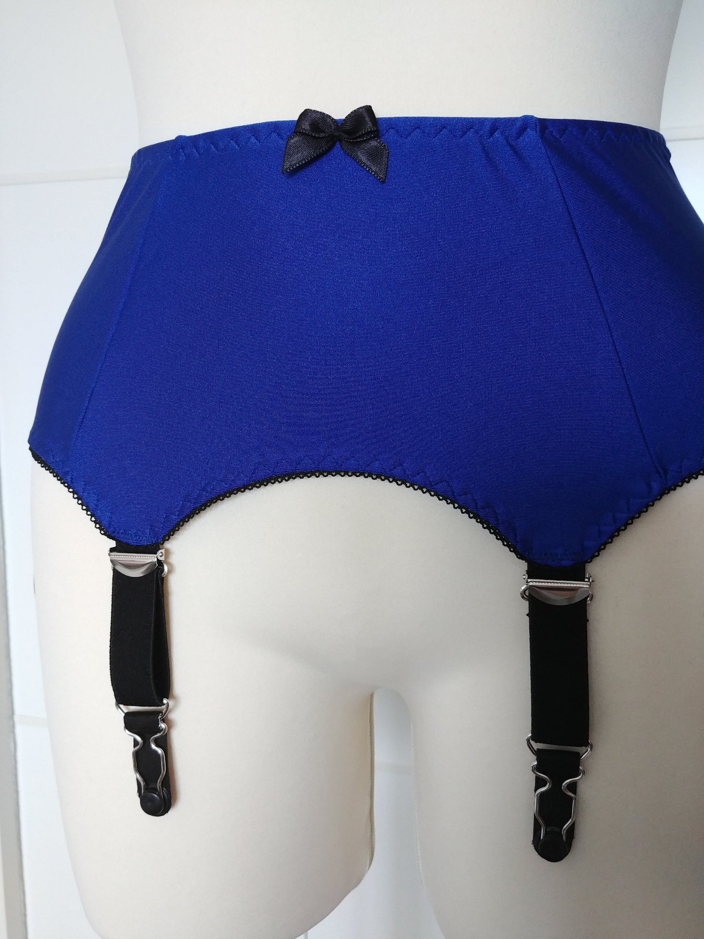 blue, 6 strap, vintage style Greta garter belt