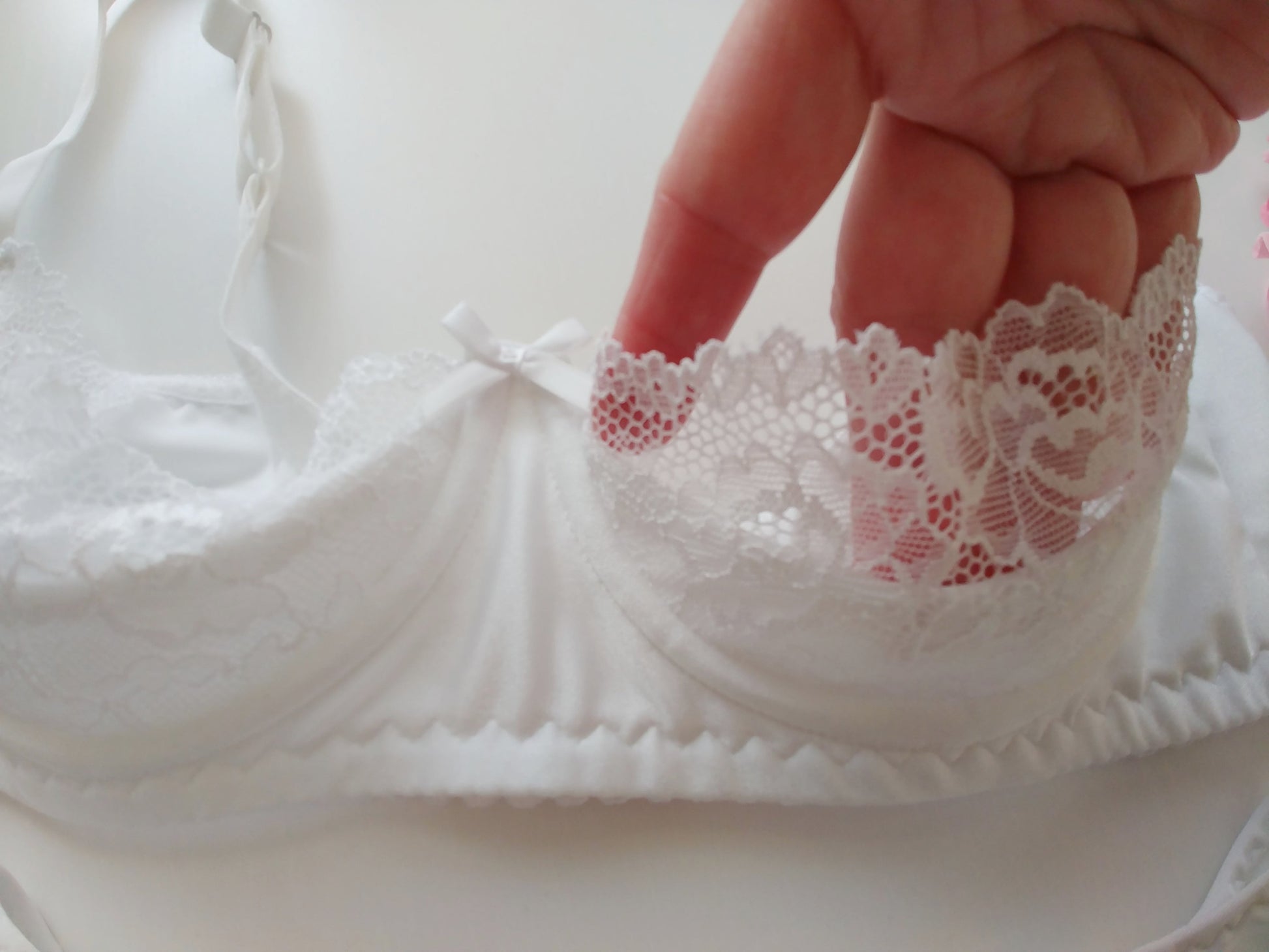 white lace quarter cup Lucy bra