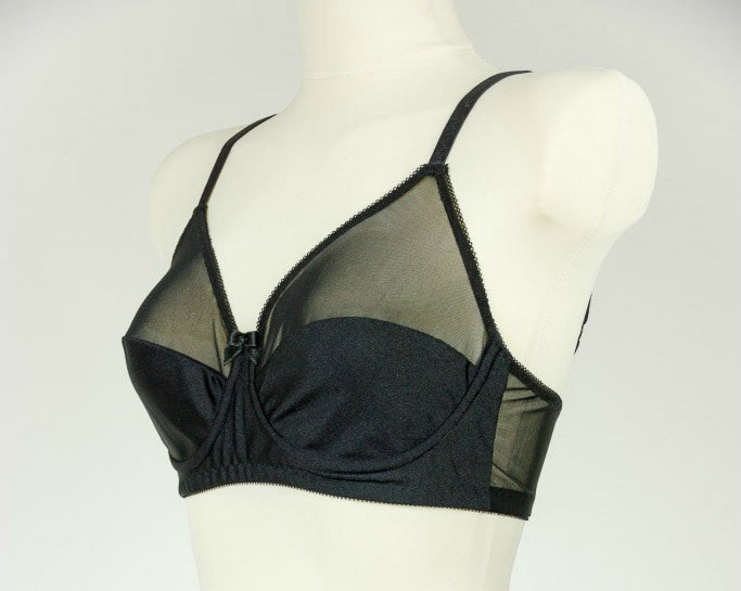 black Audrey bra with sheer upper part of the cup
