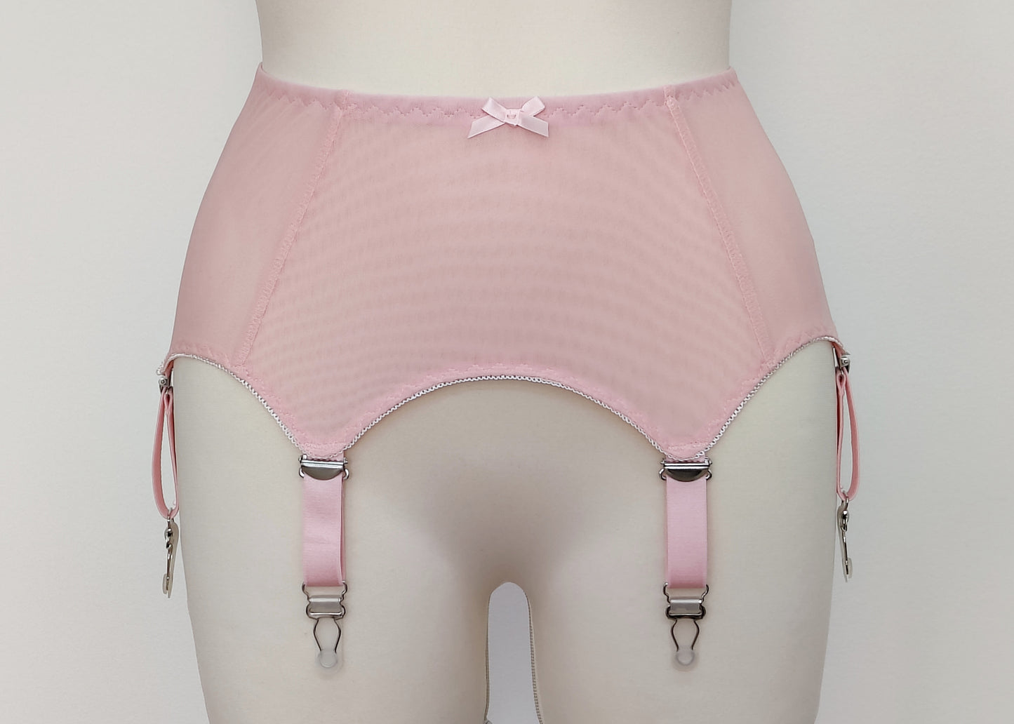 Black White Pink Beige Sheer mesh GRETA 6 strap Garter belt Transparent Suspender Belt - Size XS-4XL