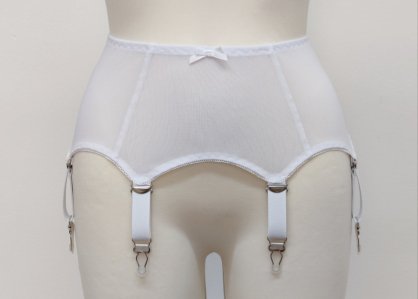 white sheer 6 strap Lula garter belt