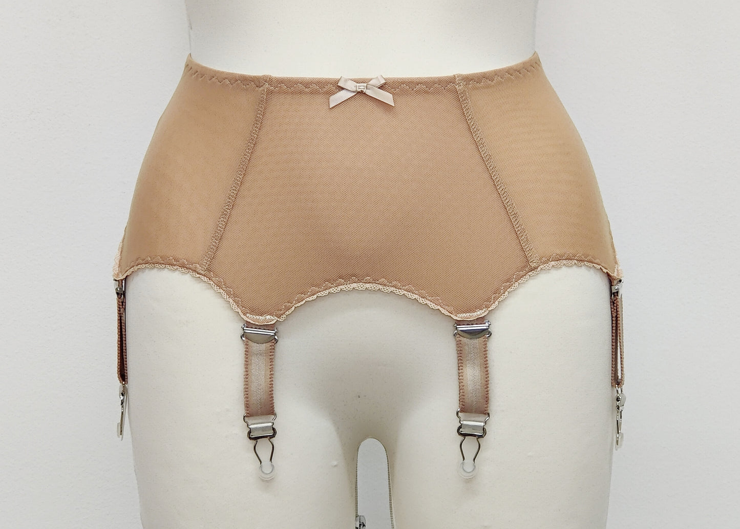 Black White Pink Beige Sheer mesh GRETA 6 strap Garter belt Transparent Suspender Belt - Size XS-4XL