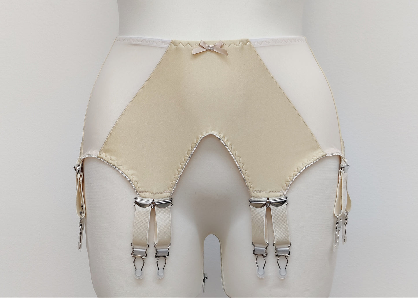 beige wide 12 strap Stella garter belt