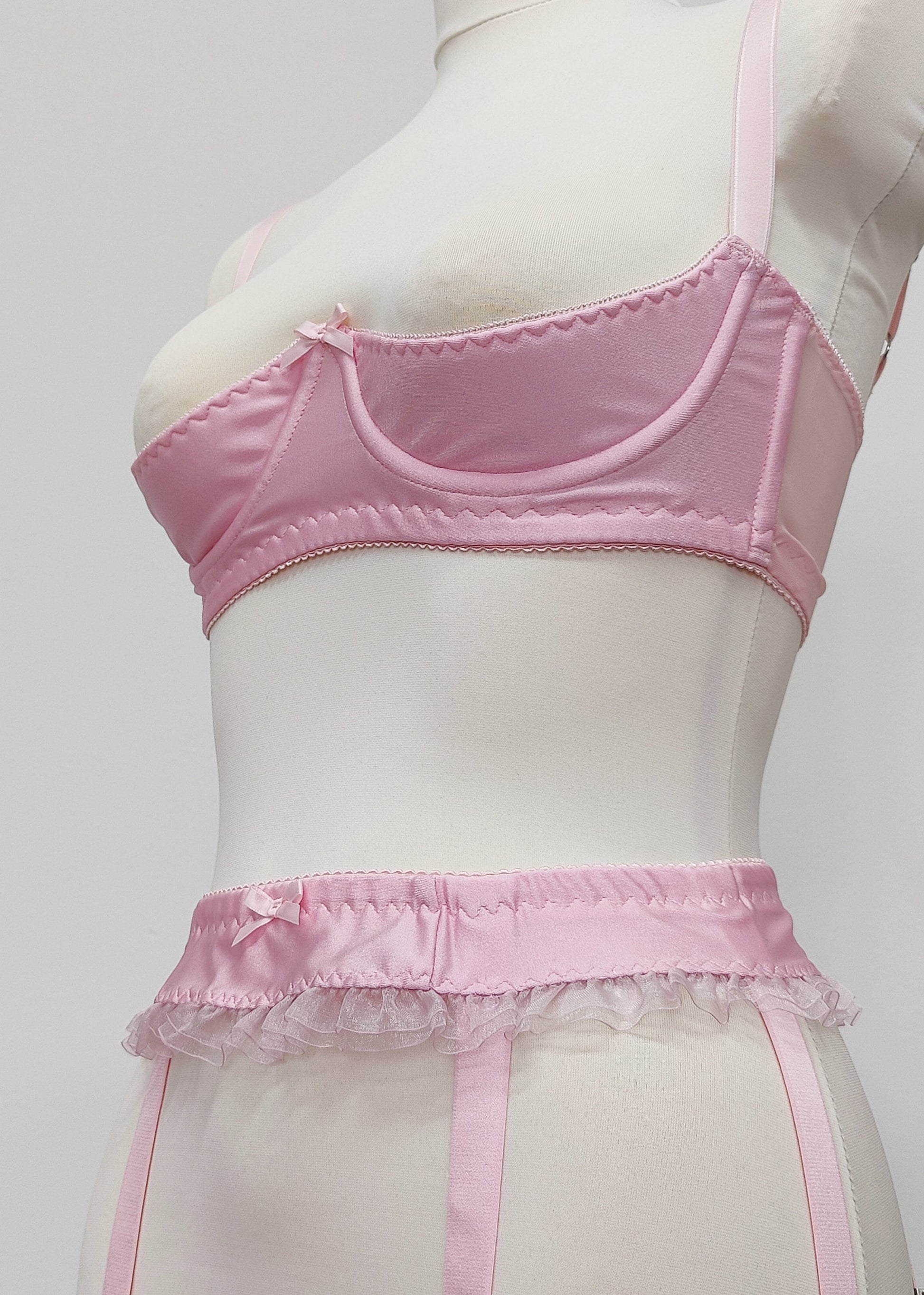 baby pink open cup Gina bra, side view