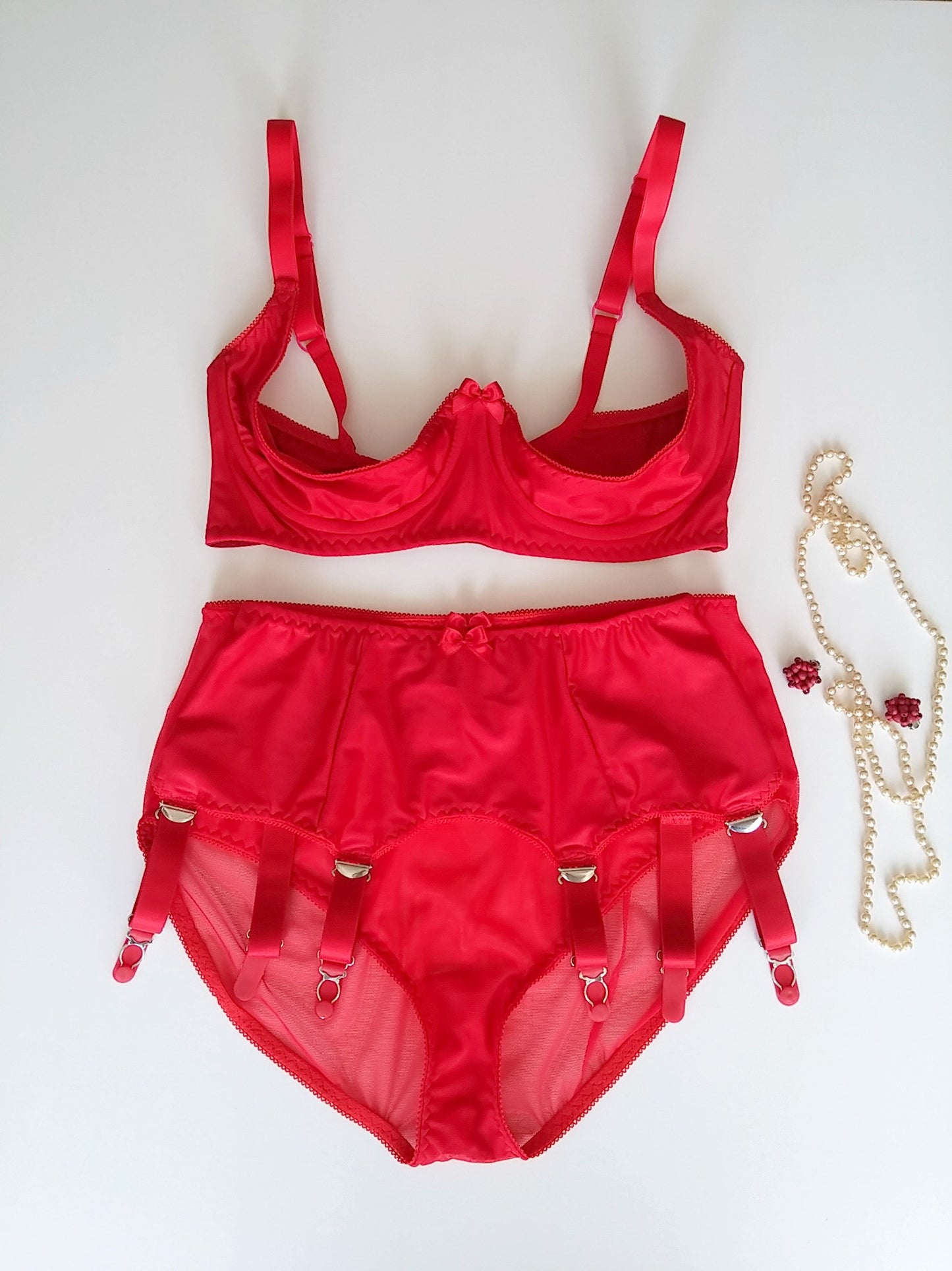 Red GINA Quarter cup bra