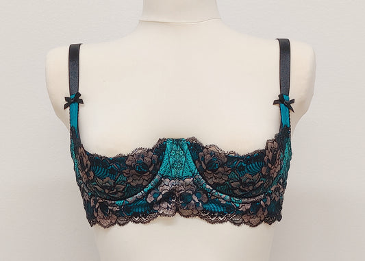 Teal and Black Lace Lingerie set