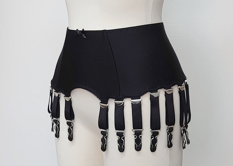 Tube dress, faux leather, lacing, front zipper, built-in garter belt strap