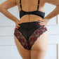 Black and Red Lace ALICE high rise Tanga Panties with matching Alice bra