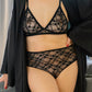 black sheer allover lace Chloe bralette with matching panties on model