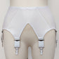 white, wide, vintage style, Grace garter belt, with 6 extra wide straps and mesh panels