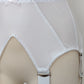 white, wide, vintage style, Grace garter belt, with 6 extra wide straps and mesh panels. 