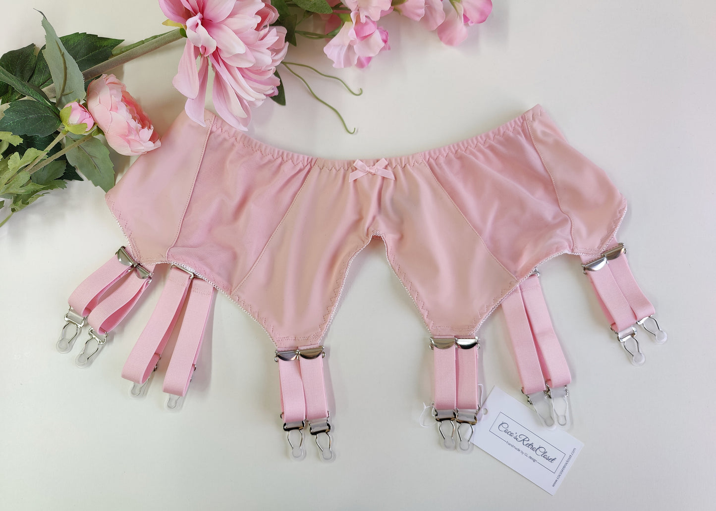 pink wide 12 strap Stella garter belt