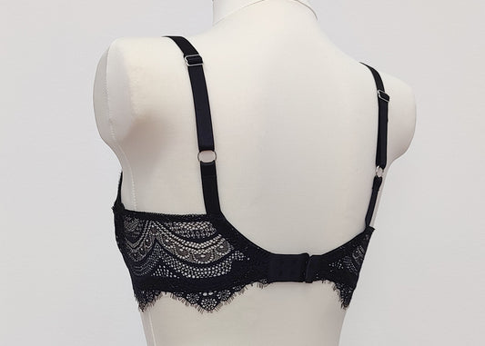 Black Lace ALICE Bra, size US 34B or EU 70B, BACK VIEW
