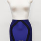 blue 6 strap Rhonda open bottom girdle, with lace trim on the front