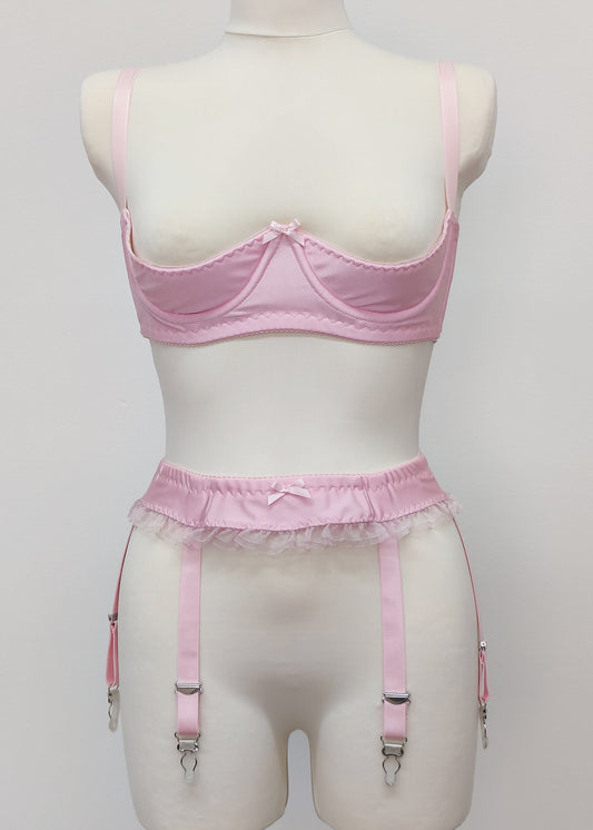 Pink SUMMER Garter belt with Ruffle trim