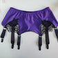 purple wide lace garter belt with 6 straps, size S