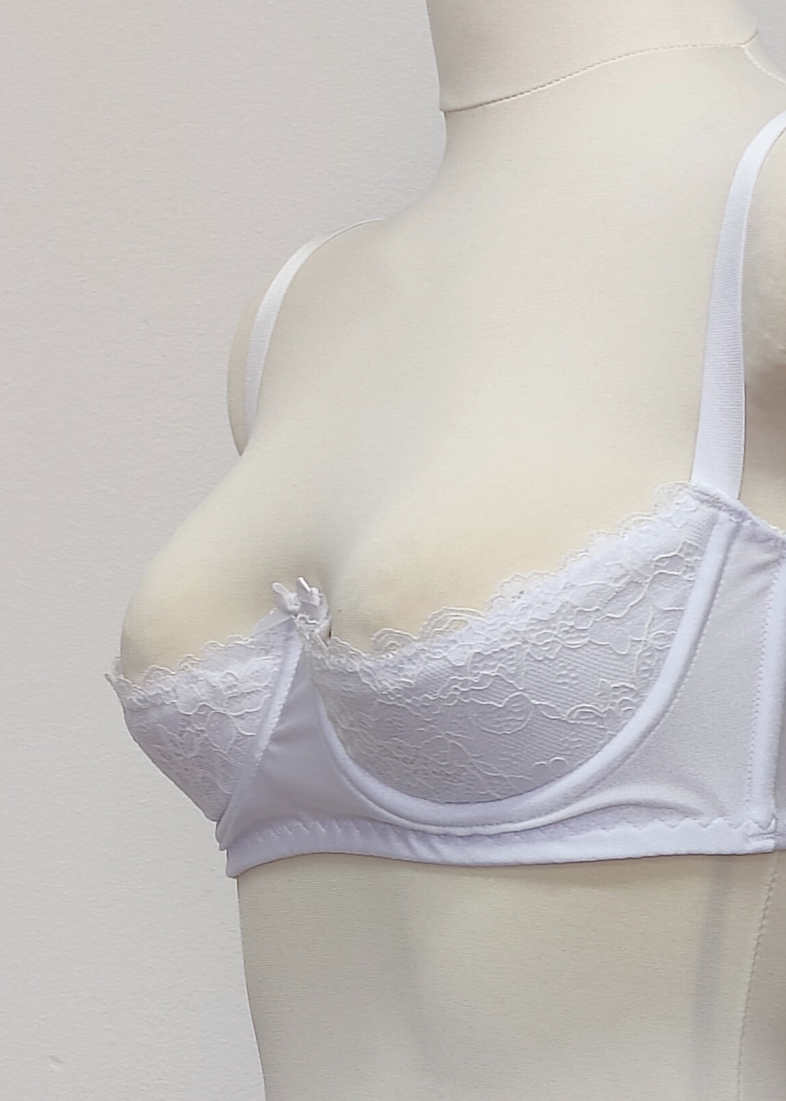 Teal / White Cupless Shelf Bra Bikini Set