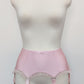 pink 6 strap garter belt with ruffle trim