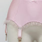 pink 6 strap garter belt with ruffle trim