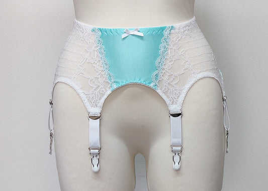 White Lace MONA Garter belt Retro Suspender belt Size XS-3XL
