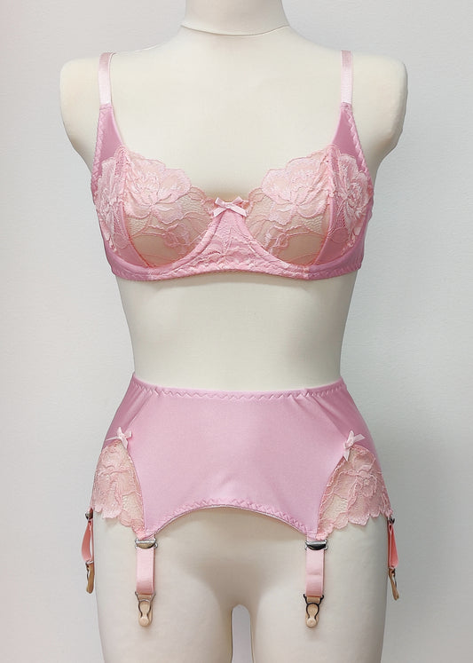 pink lace soft cup bra with wires