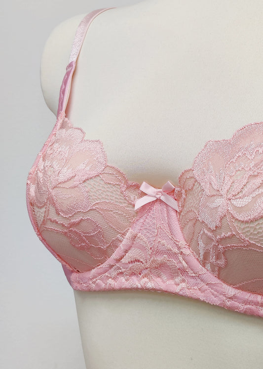 pink lace soft cup bra