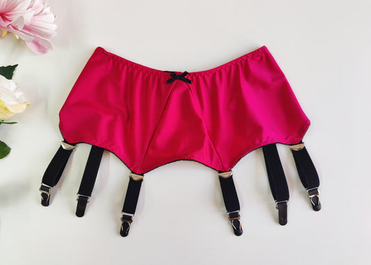 Magenta Pink LOLA 6 strap Garter Belt size M