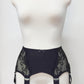 black lace, wide retro garter belt with  6 extra wide straps