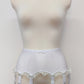 White 10 strap Gigi garter belt with ruffle trim
