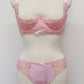 pink lace quarter cup bra, with matching panties