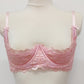 pink lace quarter cup bra