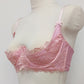 pink lace quarter cup bra, side view